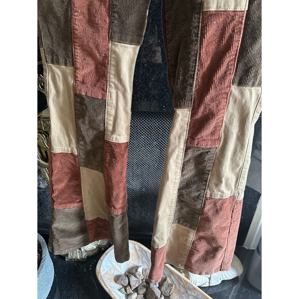 dELiA*s x Dolls Kill Corduroy Patchwork Flare Pants - Earth Tone Lace-Up XL - Picture 4 of 7